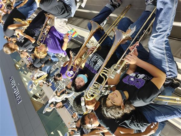 Little Rattler Night: Middle School students in football stands.